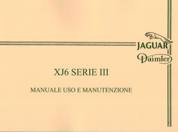 manuale uso e manutenzione italiano Jaguar XJ6 serie 3