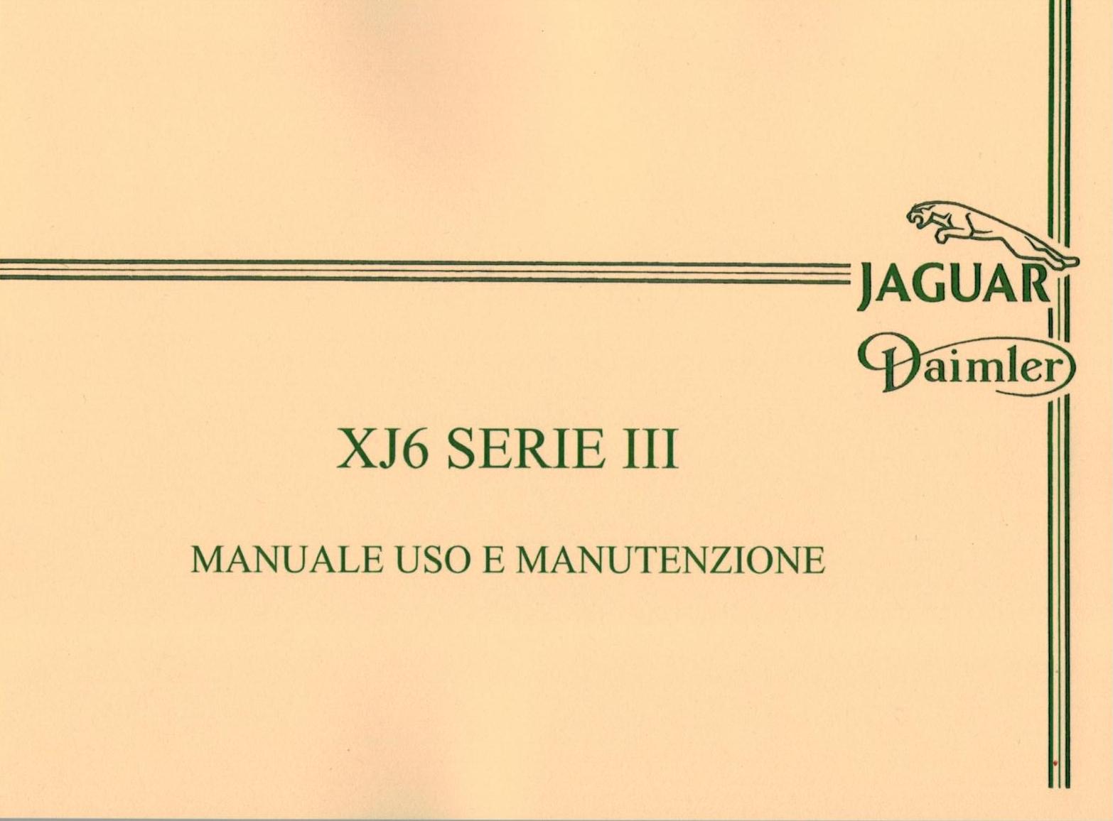 MANUALE USO E MANUTENZIONE XJ6 SERIE 3 IN ITALIANO